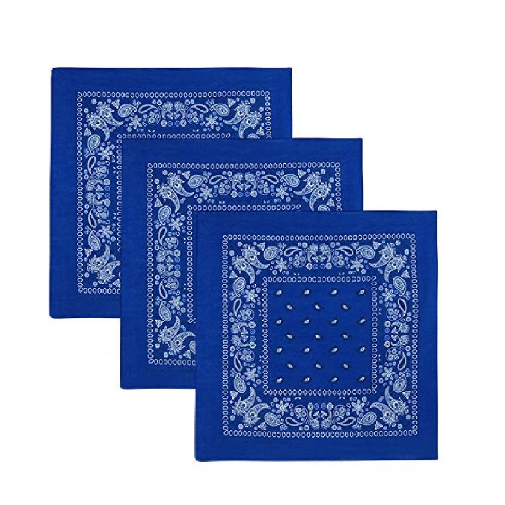 Paisley 3 piece Royal Blue 100% Cotton Bandanas